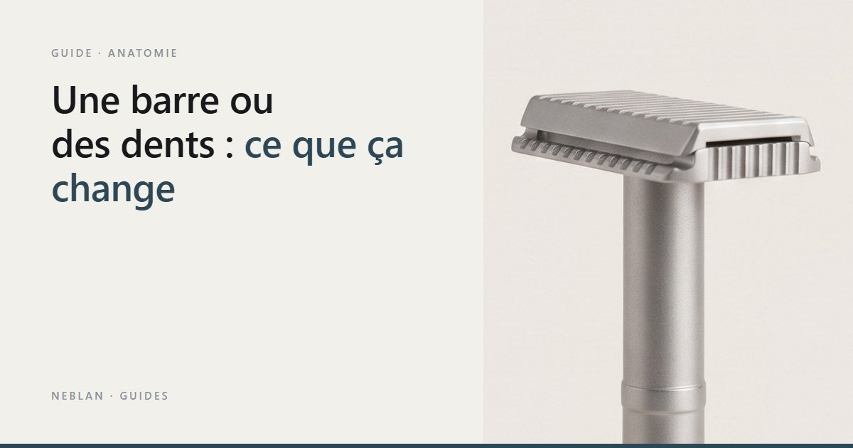 Tête du rasoir Neblan 110 et son peigne fermé à barre crantée Image